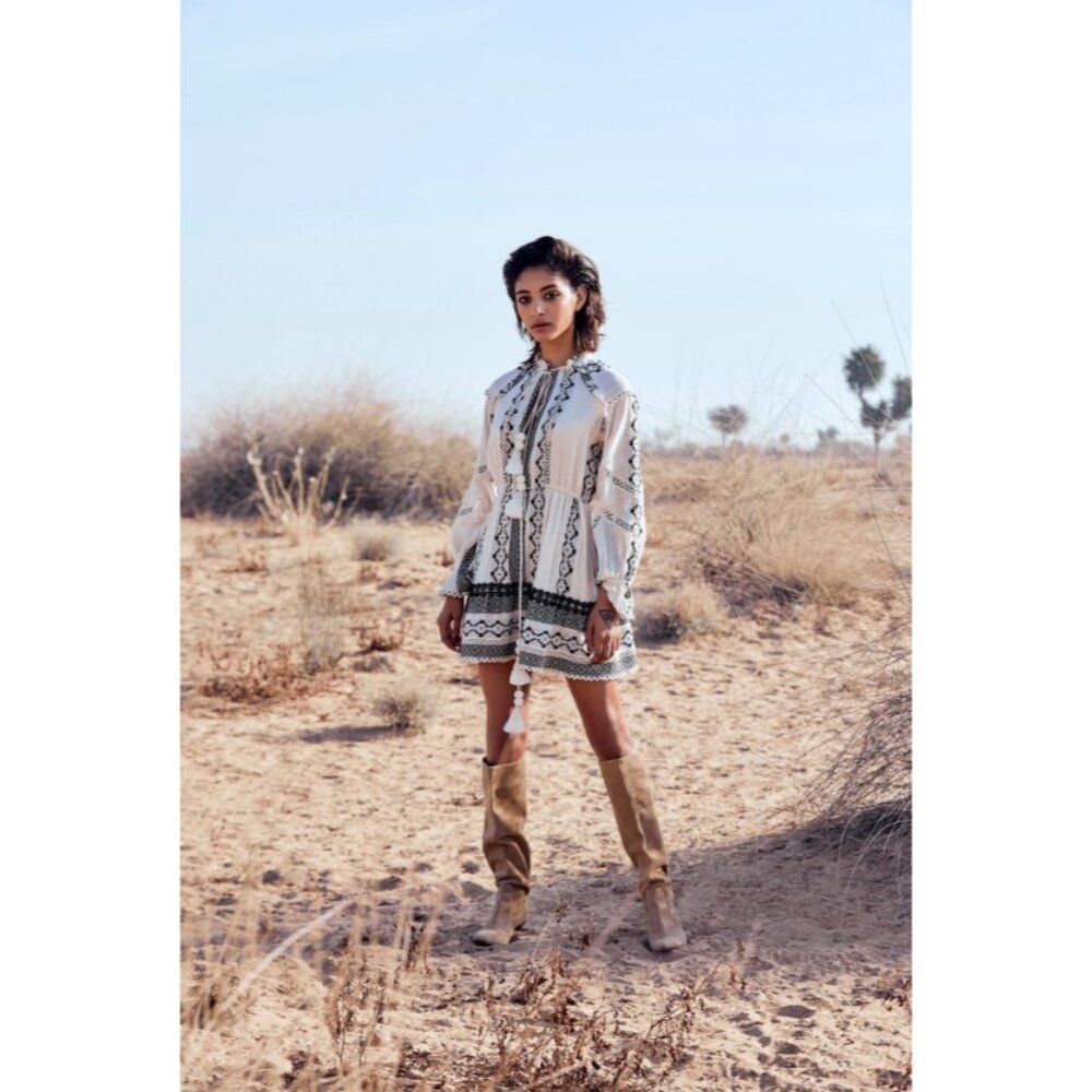 Nwt Hemant And Nandita Boho Mini Dress Size M - image 1